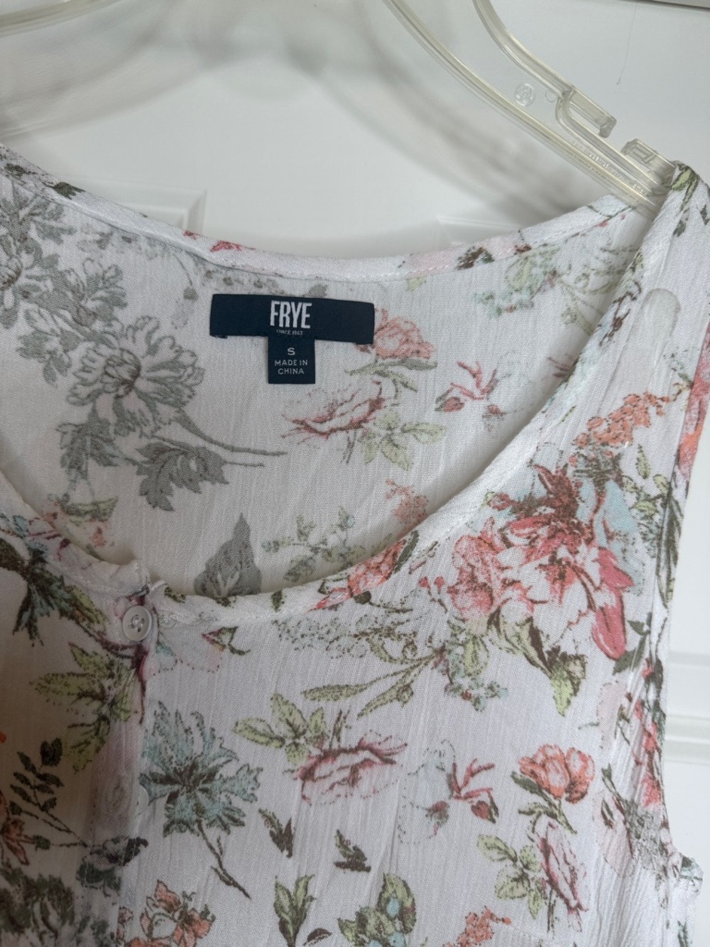 Frye sleeveless floral white button down flowy midi dress sz Sm - Picture 4 of 7